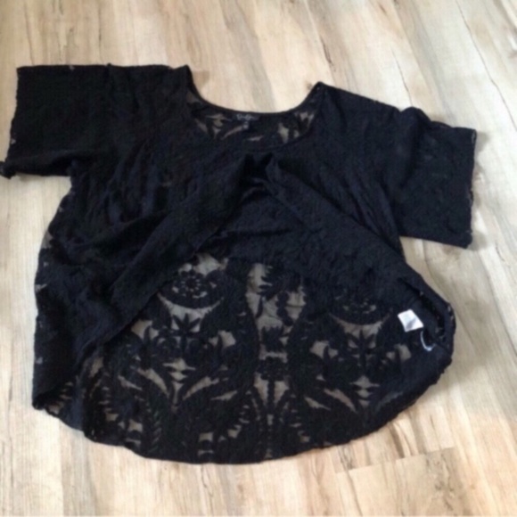 Jessica Simpson Black Lace Short Sleeve Top - Picture 5 of 8